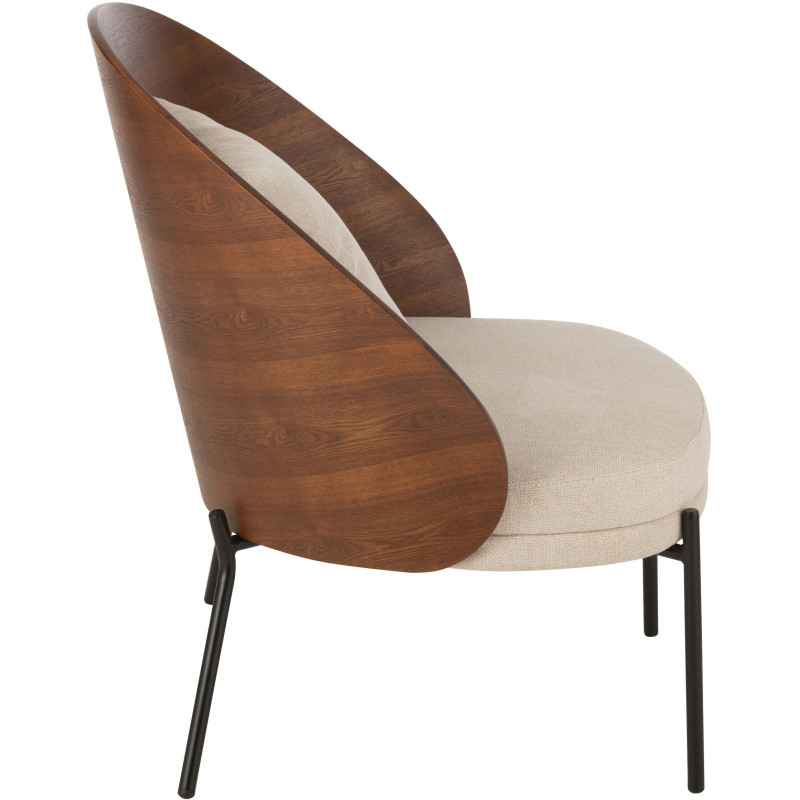 Fauteuil lounge en Tissu Beige Bois Marron Métal Noir Lone - 4