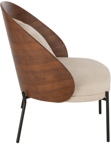 Fauteuil lounge en Tissu Beige Bois Marron Métal Noir Lone - 4