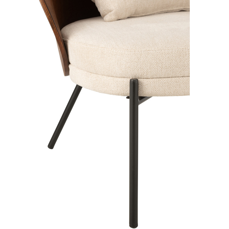 Fauteuil lounge en Tissu Beige Bois Marron Métal Noir Lone - 6