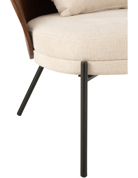 Fauteuil lounge en Tissu Beige Bois Marron Métal Noir Lone - 6