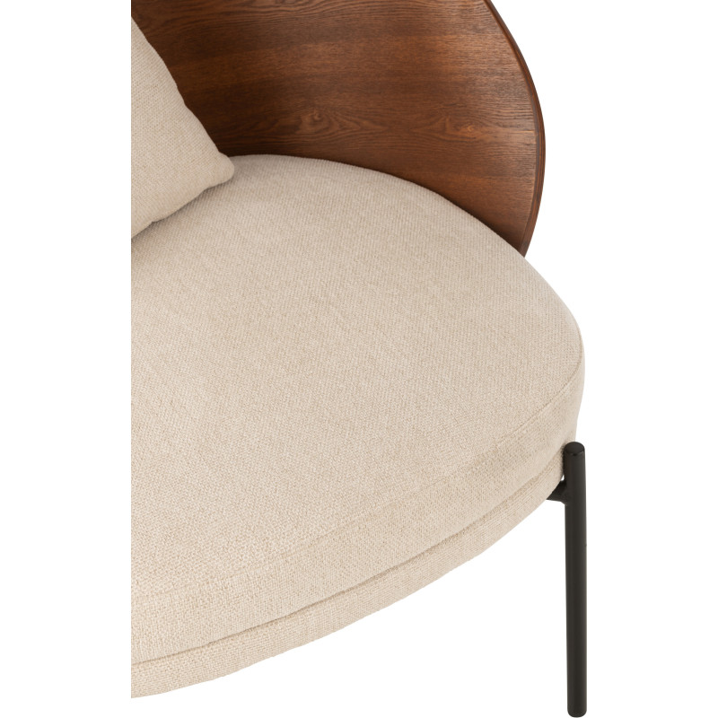 Fauteuil lounge en Tissu Beige Bois Marron Métal Noir Lone - 7