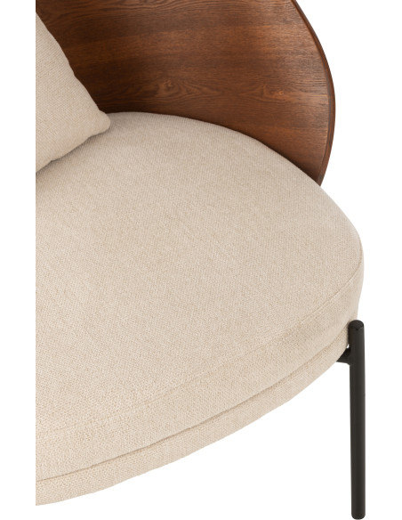 Fauteuil lounge en Tissu Beige Bois Marron Métal Noir Lone - 7