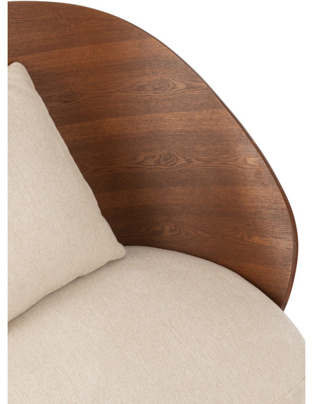 Fauteuil lounge en Tissu Beige Bois Marron Métal Noir Lone - 8