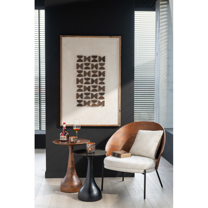 Fauteuil lounge en Tissu Beige Bois Marron Métal Noir Lone - 10