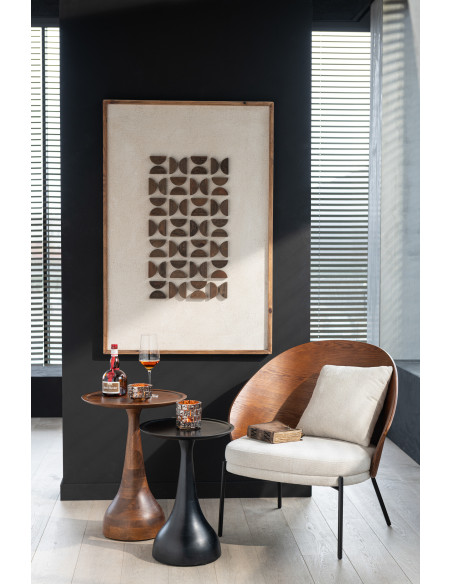 Fauteuil lounge en Tissu Beige Bois Marron Métal Noir Lone - 10