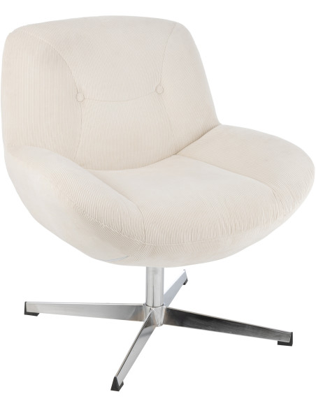 Fauteuil lounge design en Tissu Crème Métal Argenté Chill - 1