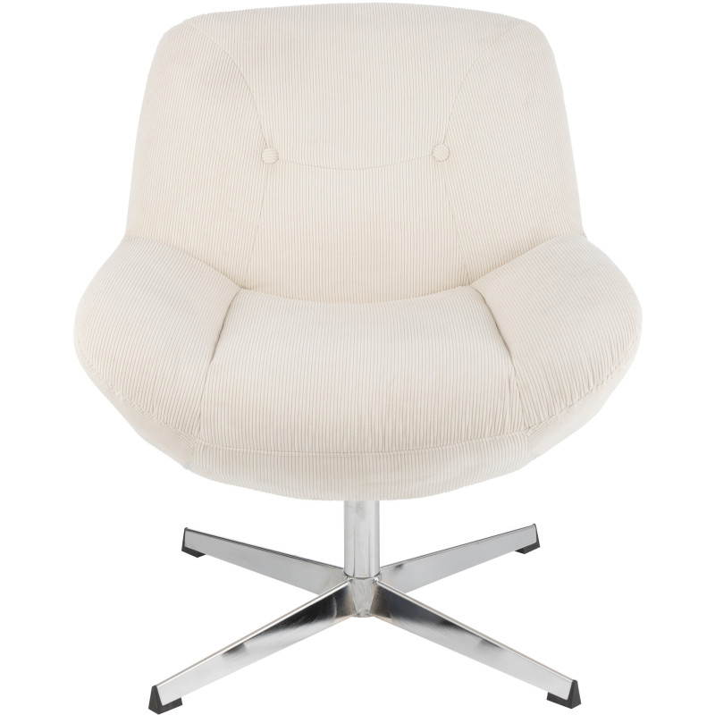 Fauteuil lounge design en Tissu Crème Métal Argenté Chill - 3
