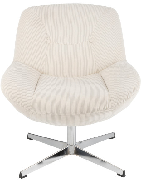 Fauteuil lounge design en Tissu Crème Métal Argenté Chill - 3