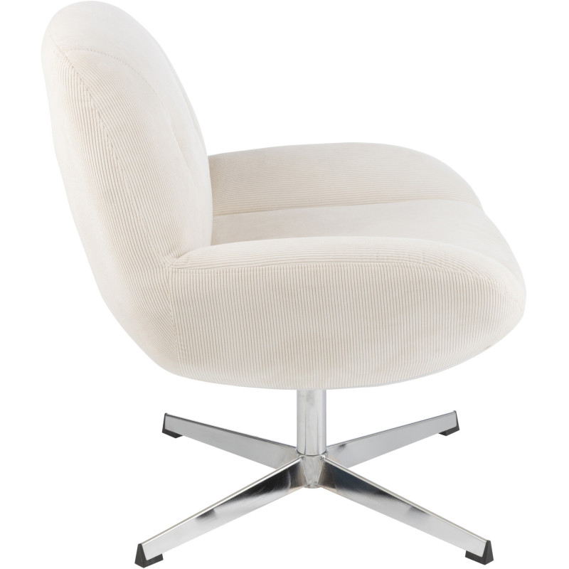 Fauteuil lounge design en Tissu Crème Métal Argenté Chill - 4