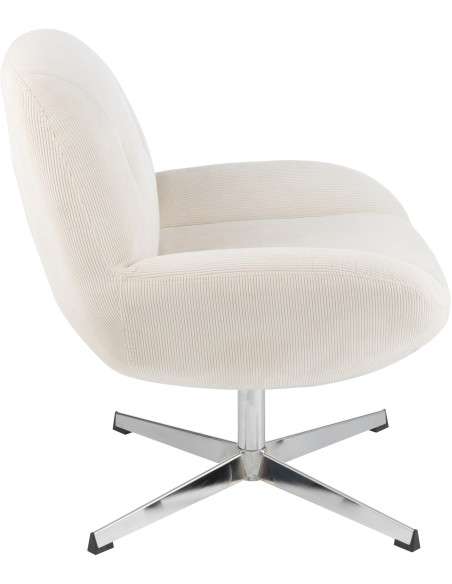 Fauteuil lounge design en Tissu Crème Métal Argenté Chill - 4