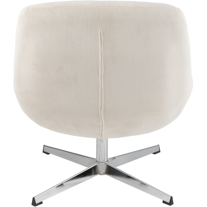 Fauteuil lounge design en Tissu Crème Métal Argenté Chill - 5