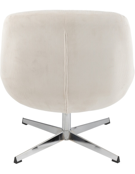 Fauteuil lounge design en Tissu Crème Métal Argenté Chill - 5