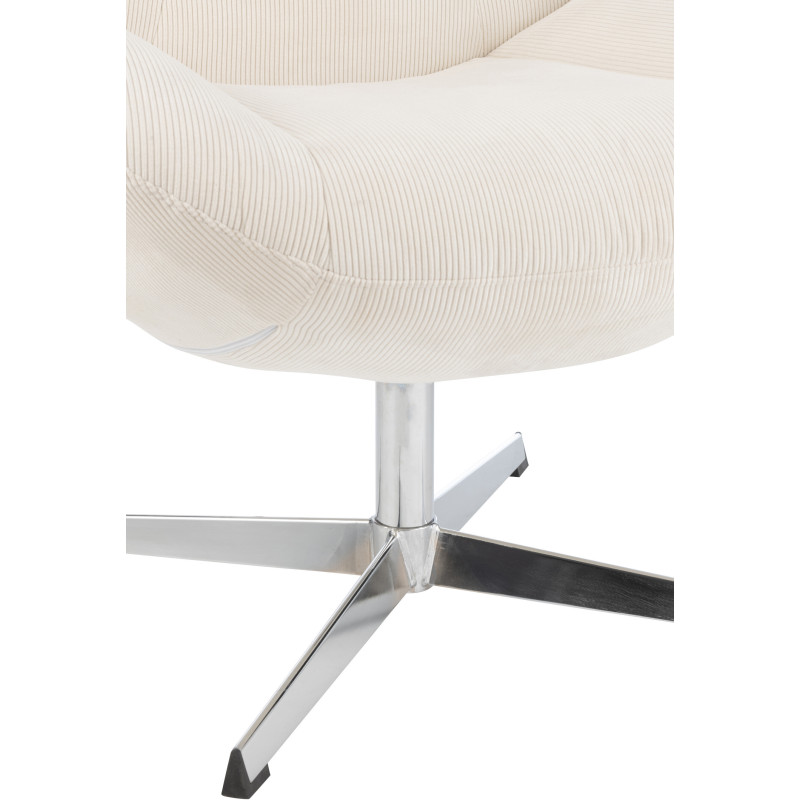 Fauteuil lounge design en Tissu Crème Métal Argenté Chill - 6