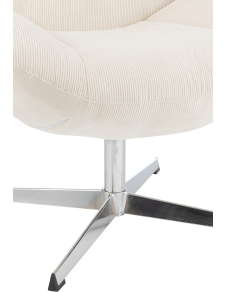 Fauteuil lounge design en Tissu Crème Métal Argenté Chill - 6