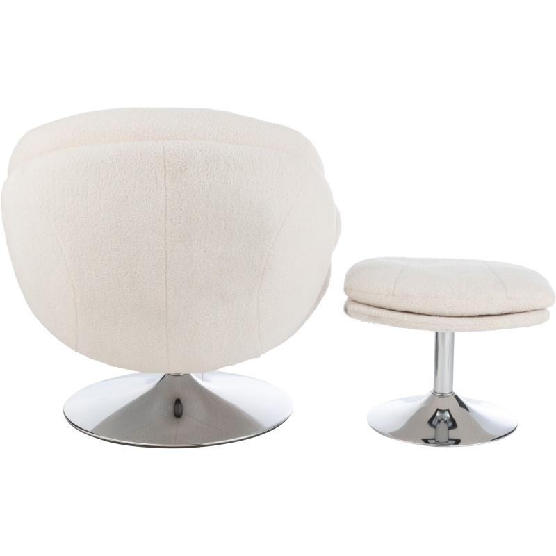 Fauteuil relax moderne avec repose-pieds en Tissu Crème Métal Argenté Chill - 4