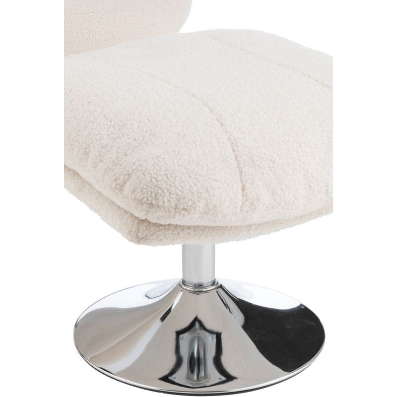 Fauteuil relax moderne avec repose-pieds en Tissu Crème Métal Argenté Chill - 5
