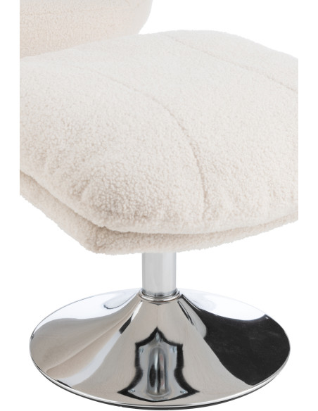 Fauteuil relax moderne avec repose-pieds en Tissu Crème Métal Argenté Chill - 5