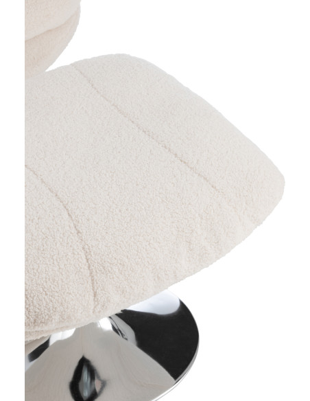 Fauteuil relax moderne avec repose-pieds en Tissu Crème Métal Argenté Chill - 6