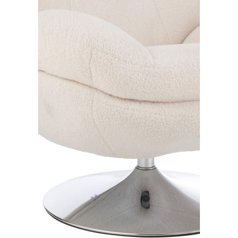 Fauteuil relax moderne avec repose-pieds en Tissu Crème Métal Argenté Chill - 7