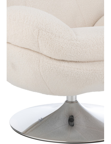 Fauteuil relax moderne avec repose-pieds en Tissu Crème Métal Argenté Chill - 7