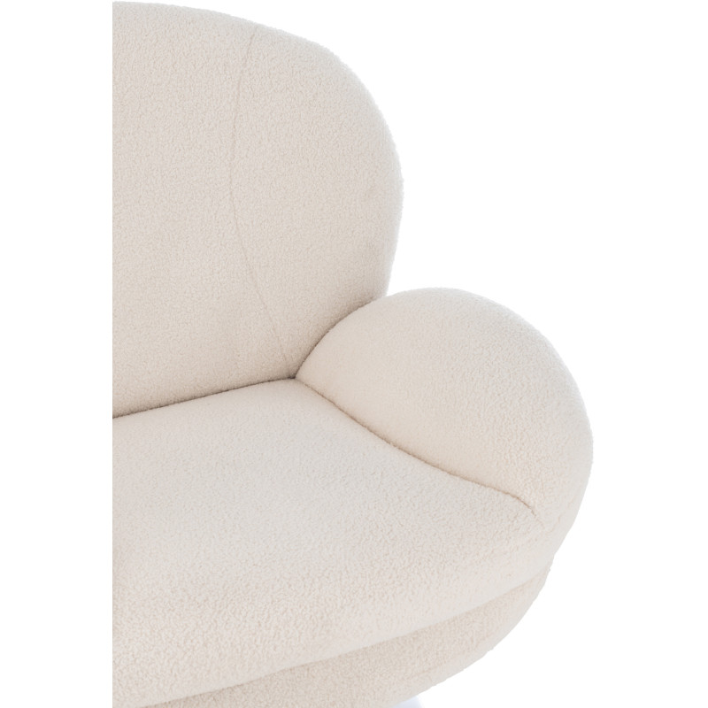 Fauteuil relax moderne avec repose-pieds en Tissu Crème Métal Argenté Chill - 8