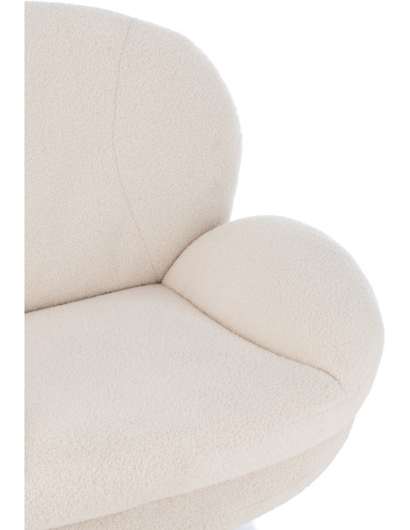 Fauteuil relax moderne avec repose-pieds en Tissu Crème Métal Argenté Chill - 8