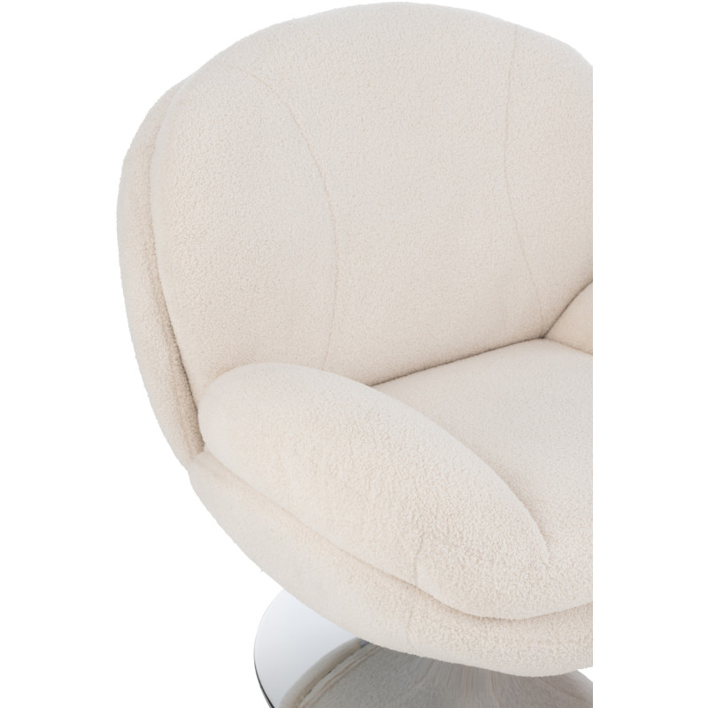Fauteuil relax moderne avec repose-pieds en Tissu Crème Métal Argenté Chill - 9