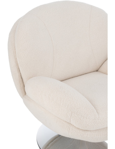 Fauteuil relax moderne avec repose-pieds en Tissu Crème Métal Argenté Chill - 9