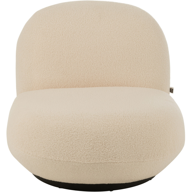 Fauteuil lounge moderne en Tissu Blanc Bouclette Bois de peuplier Noir Neige - 3