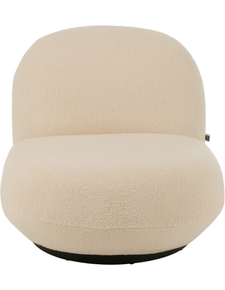 Fauteuil lounge moderne en Tissu Blanc Bouclette Bois de peuplier Noir Neige - 3