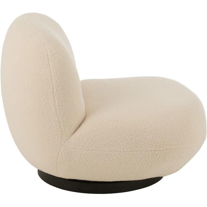 Fauteuil lounge moderne en Tissu Blanc Bouclette Bois de peuplier Noir Neige - 4