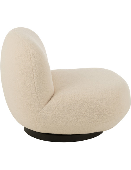Fauteuil lounge moderne en Tissu Blanc Bouclette Bois de peuplier Noir Neige - 4