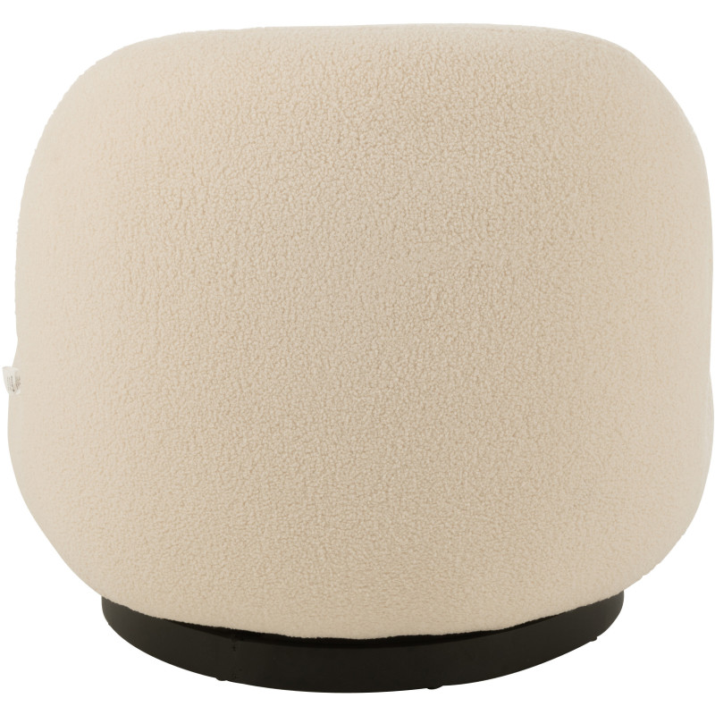 Fauteuil lounge moderne en Tissu Blanc Bouclette Bois de peuplier Noir Neige - 5