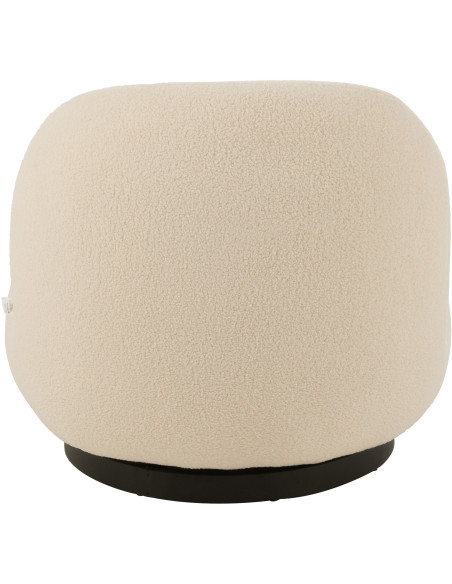 Fauteuil lounge moderne en Tissu Blanc Bouclette Bois de peuplier Noir Neige - 5