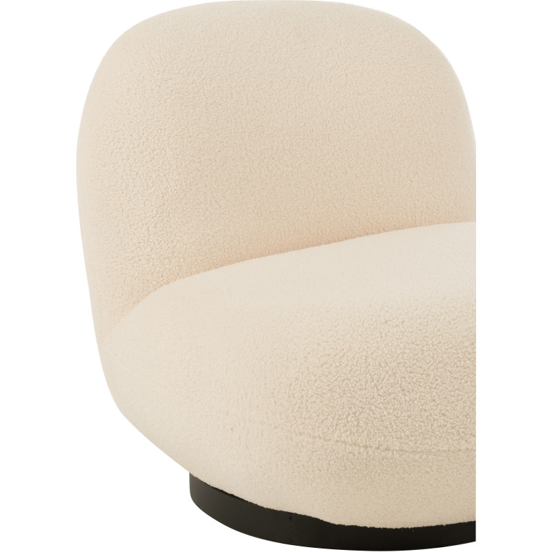 Fauteuil lounge moderne en Tissu Blanc Bouclette Bois de peuplier Noir Neige - 6