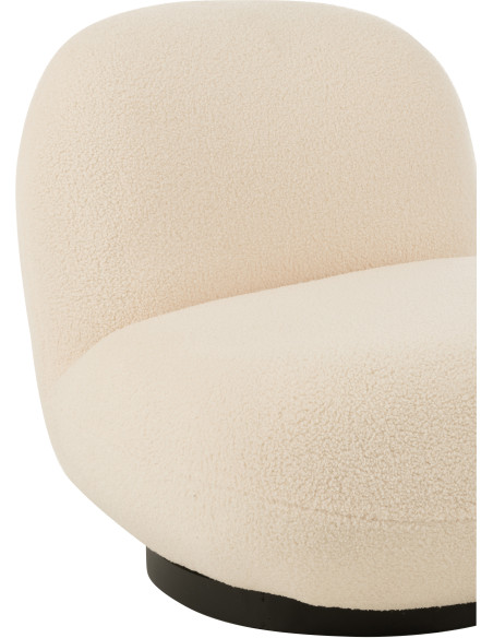 Fauteuil lounge moderne en Tissu Blanc Bouclette Bois de peuplier Noir Neige - 6