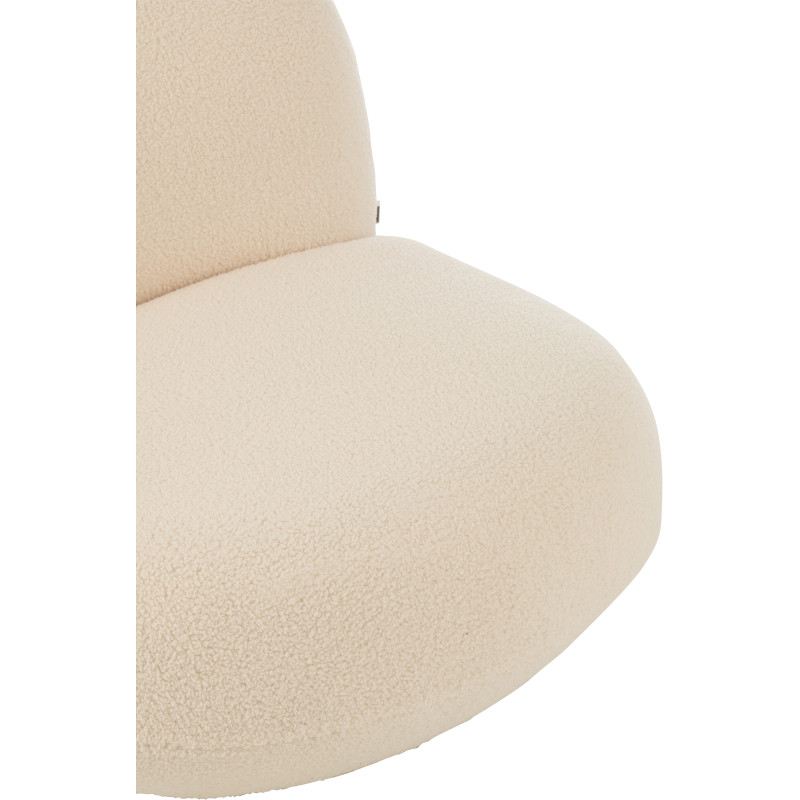 Fauteuil lounge moderne en Tissu Blanc Bouclette Bois de peuplier Noir Neige - 7