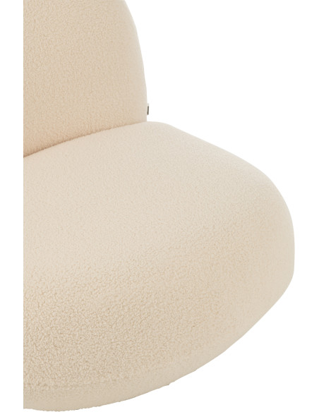 Fauteuil lounge moderne en Tissu Blanc Bouclette Bois de peuplier Noir Neige - 7