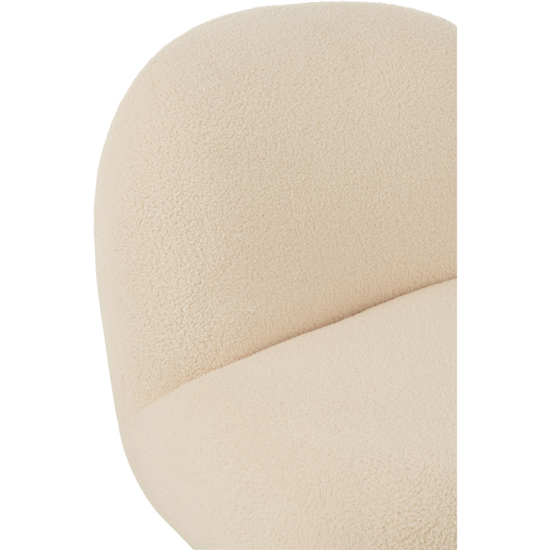 Fauteuil lounge moderne en Tissu Blanc Bouclette Bois de peuplier Noir Neige - 8