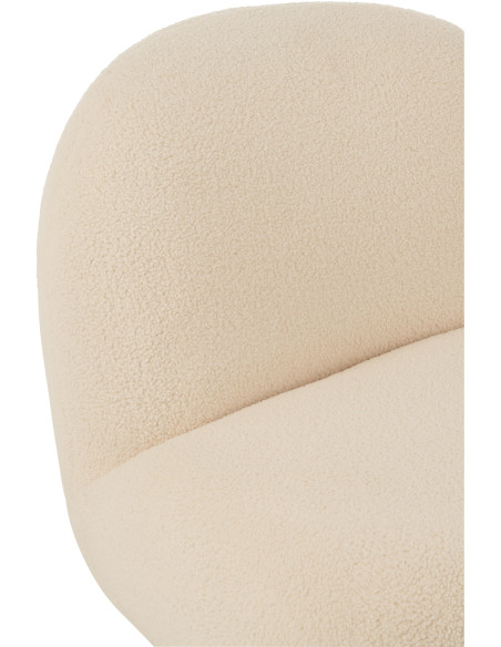 Fauteuil lounge moderne en Tissu Blanc Bouclette Bois de peuplier Noir Neige - 8