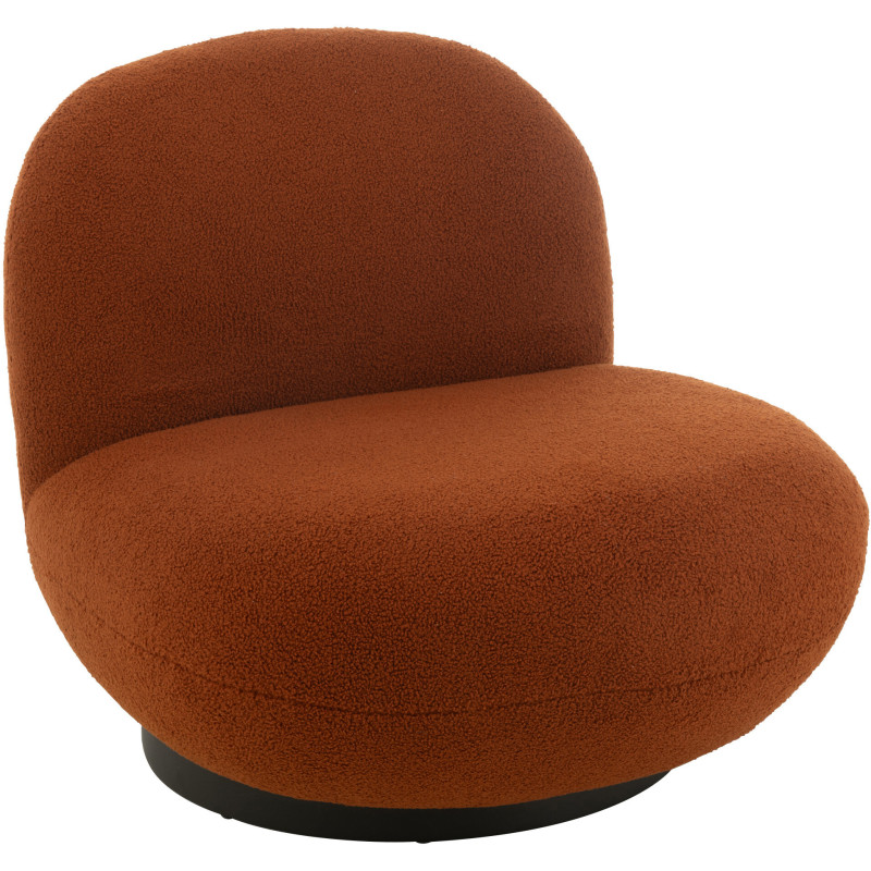 Fauteuil lounge moderne en Tissu Terracotta Bouclette Bois de peuplier Noir Neige - 1