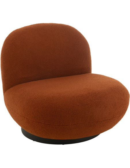 Fauteuil lounge moderne en Tissu Terracotta Bouclette Bois de peuplier Noir Neige - 1