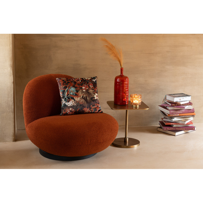 Fauteuil lounge moderne en Tissu Terracotta Bouclette Bois de peuplier Noir Neige - 2