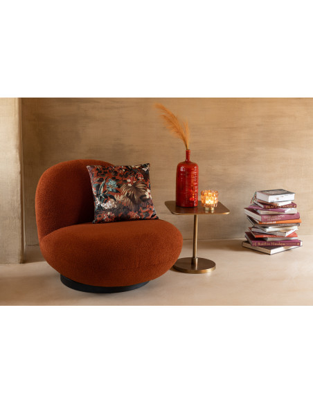 Fauteuil lounge moderne en Tissu Terracotta Bouclette Bois de peuplier Noir Neige - 2