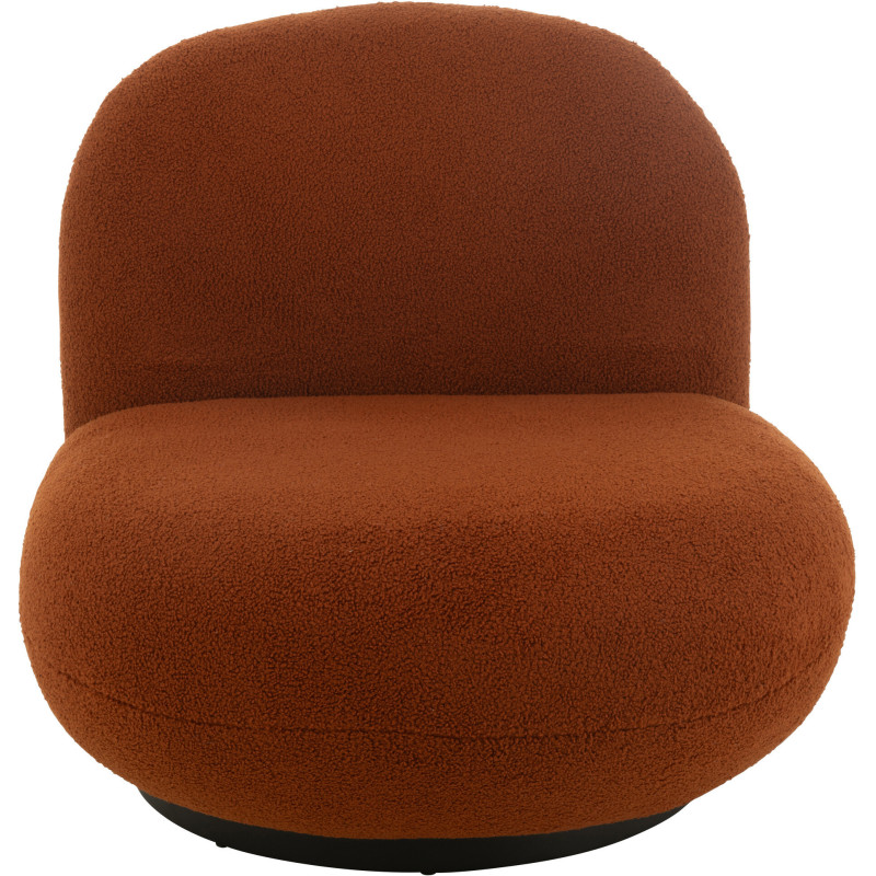Fauteuil lounge moderne en Tissu Terracotta Bouclette Bois de peuplier Noir Neige - 3