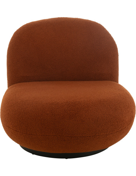 Fauteuil lounge moderne en Tissu Terracotta Bouclette Bois de peuplier Noir Neige - 3