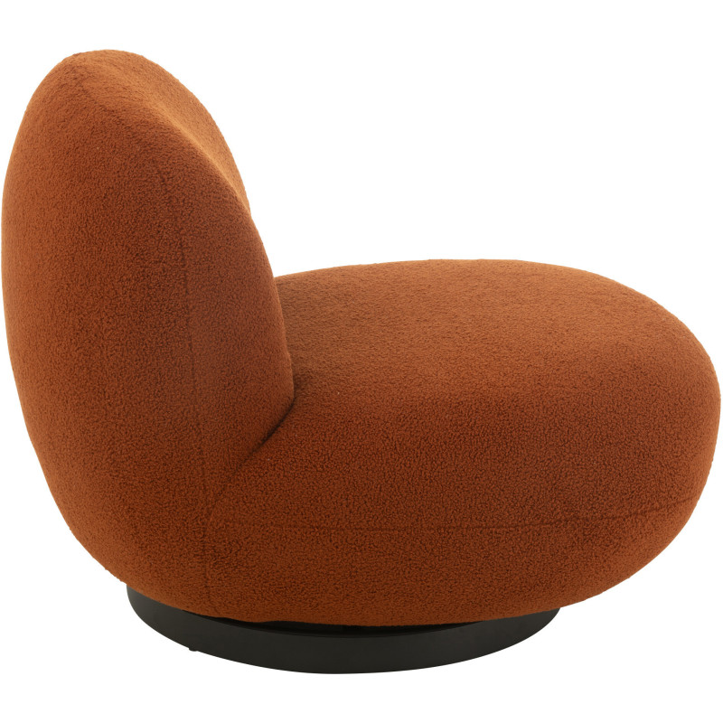 Fauteuil lounge moderne en Tissu Terracotta Bouclette Bois de peuplier Noir Neige - 4