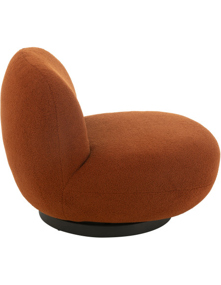 Fauteuil lounge moderne en Tissu Terracotta Bouclette Bois de peuplier Noir Neige - 4