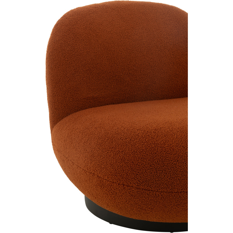 Fauteuil lounge moderne en Tissu Terracotta Bouclette Bois de peuplier Noir Neige - 6