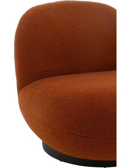 Fauteuil lounge moderne en Tissu Terracotta Bouclette Bois de peuplier Noir Neige - 6